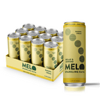 Packaging of Melo Sparkling Kava banana cream cans on a white background