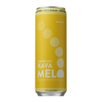 Yellow can of Sparkling Kava Melo on a green background