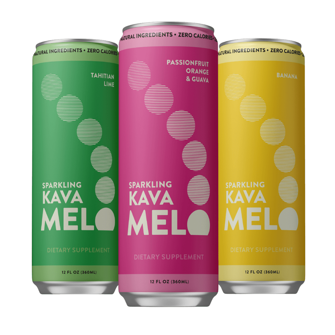 Melo Sparkling Kava Variety Pack – Banana, Tahitian Lime & POG (12oz Cans) - Melo