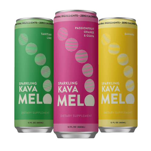 Melo Sparkling Kava Variety Pack – Banana, Tahitian Lime & POG (12oz Cans) - Melo