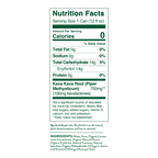 Nutrition facts label for a product with Kava Kava Root on a green background